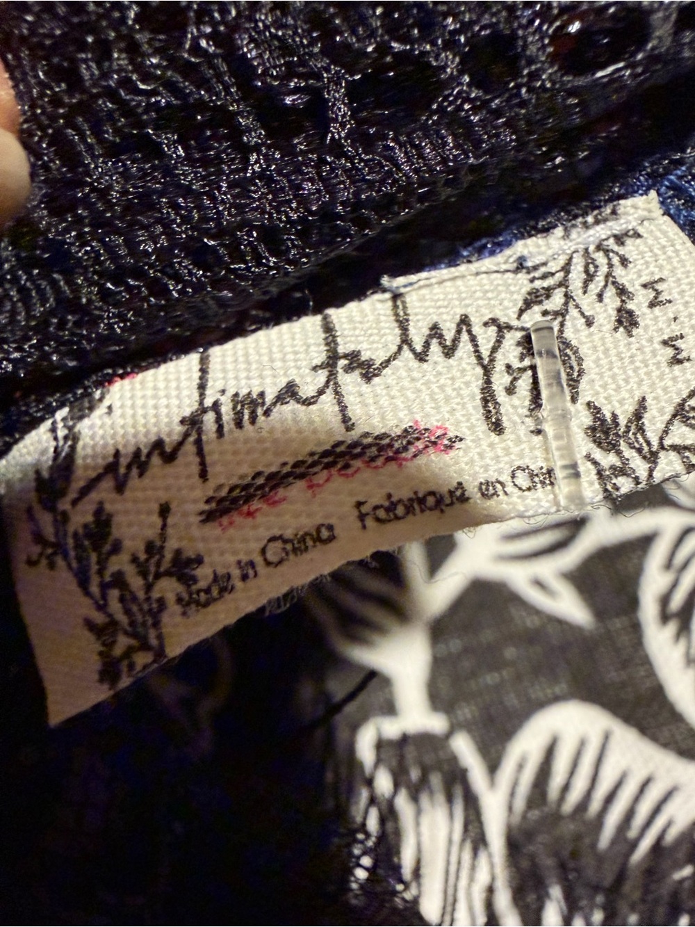 Free People Navy and Red Floral Slip with Black Lace - Picture 4 of 4